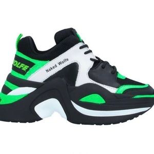 Naked wolf sneaker in green black and white